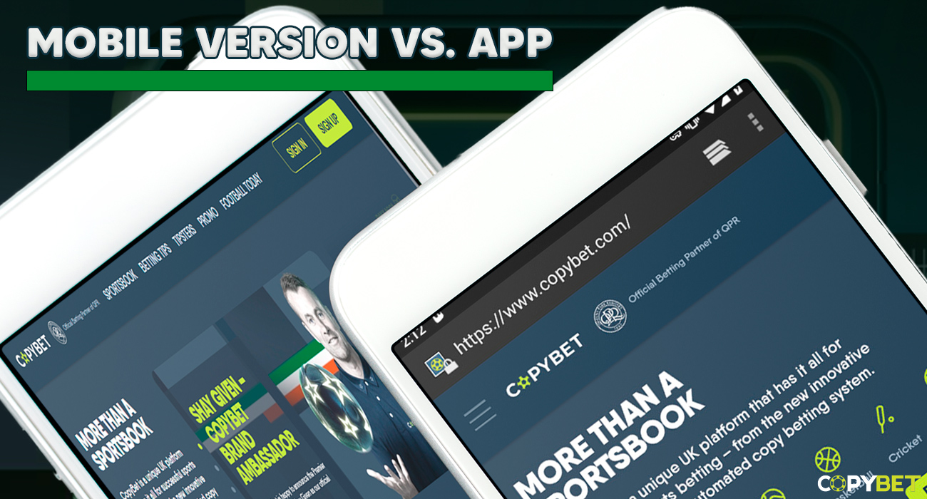 A side-by-side comparison between a mobile website and a mobile app.